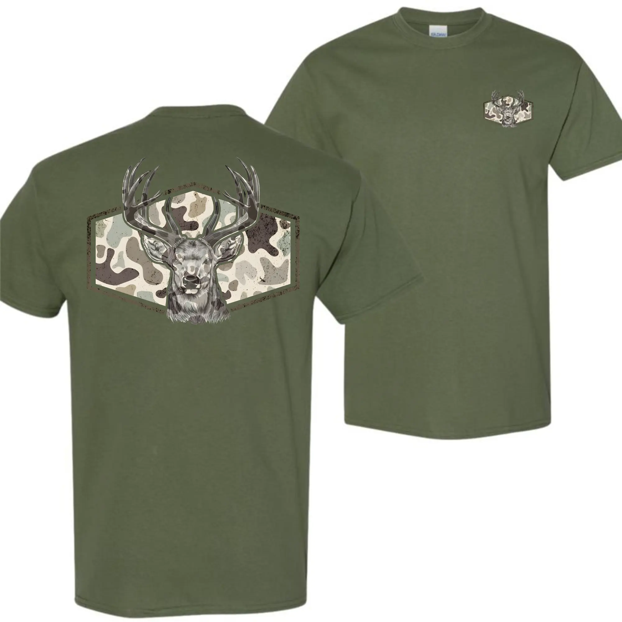 Marsh Old School Deer Camo Hunting 2 Sided Tee, Deer Hunting Camouflage Frame Shirt, Hunting Deer Camo Frame Shirt for Hunting Lovers Gift