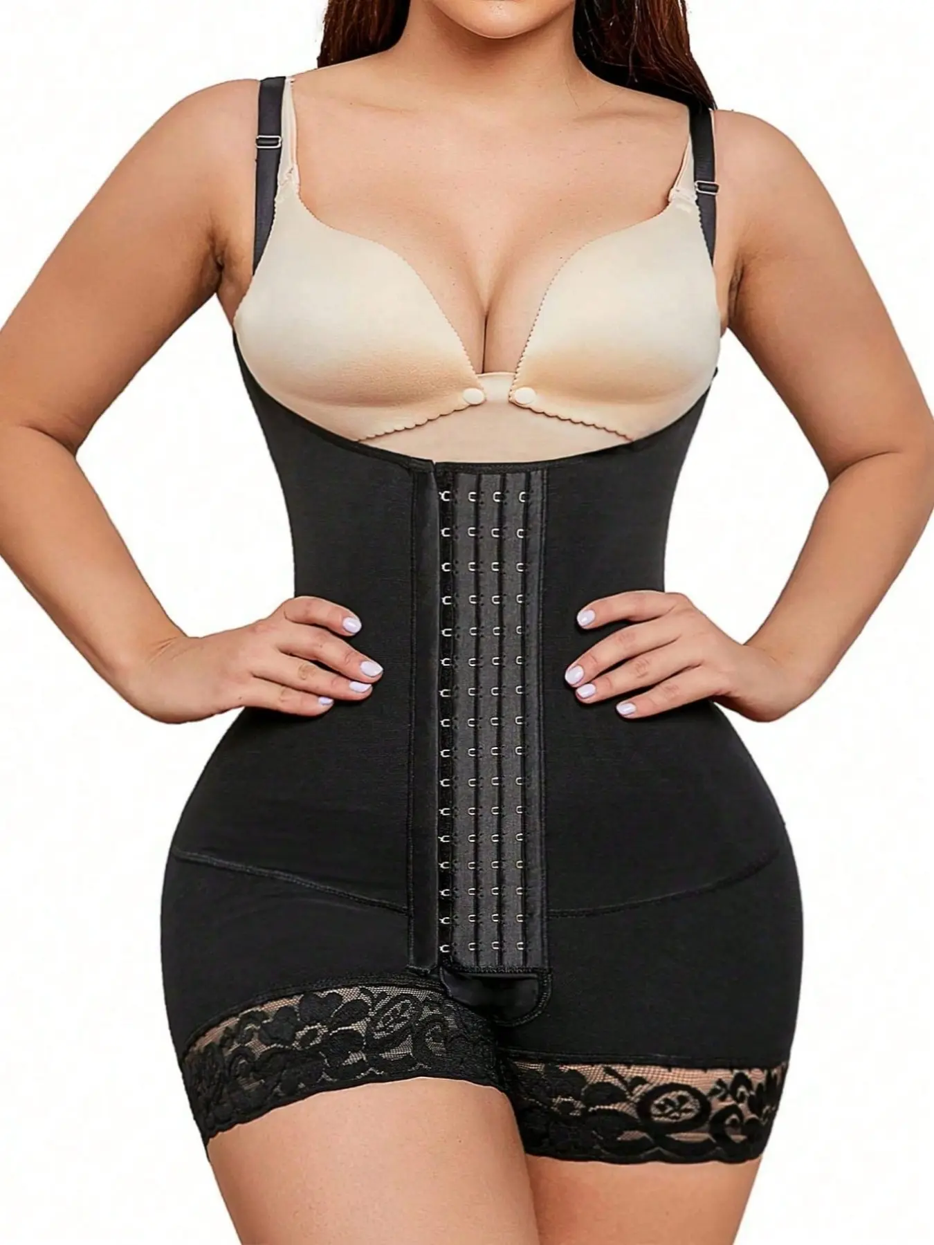 1 Count Fajas Colombianas Shapewear Adjustable Four Hooks Jumpsuit with Open Crotch,Tummy Control and Butt Lifter Body Shaper,Compression Underwear,Double Pressure Bodysuit,Shapewear with Strong Control Enhance Your Silhouette,Suitable For Gym Or Sports