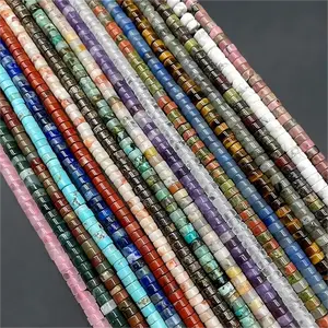 2x4mm Varied Kinds Natural Healing Crystals Gemstone Disc Heshi Spacer Beaded Beads For Jewelry Making DIY Bracelets Necklaces