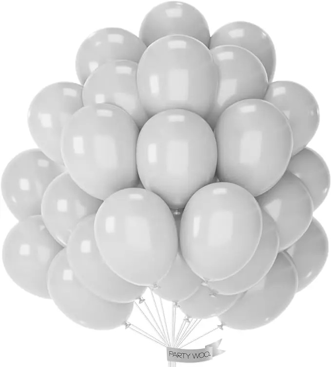PartyWoo Thick 12in Round Latex Rubber Decorative Balloons, 50-Pack Light Pastel Pale Gray Helium-Floatable Party Supplies for Baby Shower, Wedding Balloon Arch & Festive Decor (Gray-Y76), Decorative Balloons Balloons