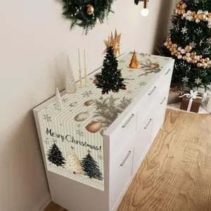 1 Piece, Christmas Theme Table Runner, Holiday Pine Tree Pattern, Polyester, Home Table Decorations, Restaurant Tabletop Decorations, Room Decorations, Holiday Party Decorations 13"x72" merry christmas