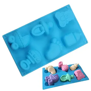 6-grid Silicone Cake Mold, Baby Foot Carriage Bottle Toy Silicone Mold, DIY Baking Mold For Chocolate Hand Soap, Bakeware, Silicone Cake Pan