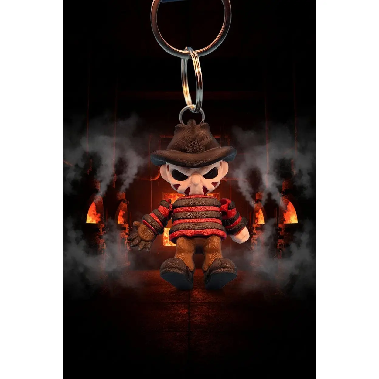 Unisex 3D Printed Horror Keychain - Scary Slasher Movie Villain Miniature Figure, Lightweight Durable PLA Plastic Everyday Carry Fashion Accessory for Horror Fans