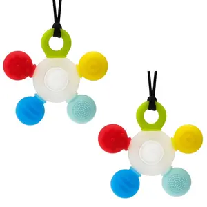 Chewy Necklace Sensory, Seeway Silicone Chew Necklace for Sensory Kids, Adjustable Length Autism Chew Toys for Anxiety ADHD SPD or Other Sensory Needs Boys and Girls 【2 Pack】