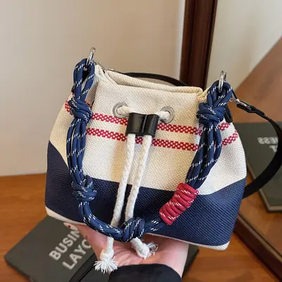 Striped Canvas Bucket Bag Zara - TikTok Shop Striped Canvas Bucket Bag Zara - TikTok Shop