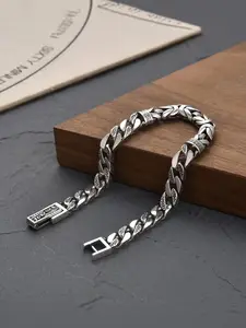New product retro auspicious pattern bracelet, punk fashion trend silver-plated bracelet, suitable for men, non-fading cool material, unisex wristband, 2026 trendy style bracelet gift