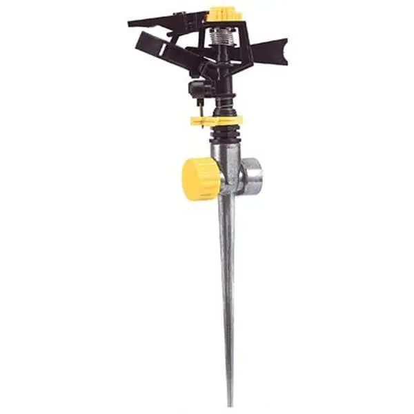 Fiskars 581775 86 ft. Green Thumb Impulse Sprinkler, Adjustable Sprinkler, Garden Watering Sprinkler