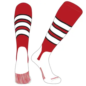 PEAR SOX OTC Baseball Softball Stirrup Socks (C, 5in) Red, Black, White