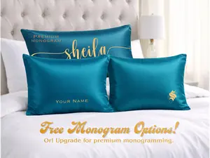 Handmade Satin Pillowcase Set, Envelope Pillow Cover, Silk Pillowcase for Hair & Skin, Travel Bag, Personalized Monogram Gift