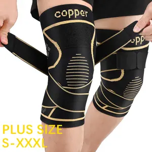 Copper Knee Braces （1 pair）with Strap for Knee  Women and Men, Knee Compression Sleeve , ACL, , Knee Support for Working, Running, Weightlifting