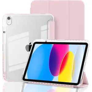 Case for iPad A16 11th Generation 11 Inch 2025, iPad 10th Generation 10.9 Inch 2022, Hybrid Protective Cover with Pencil Holder, Clear Transparent  Shell Anti-Yellowing Case,