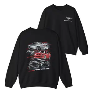 Ford Mustang Sweatshirt, Graphic Cars Pullover For Speed Fans, Unisex Autumn Streetwear, Car Themed Apparel For Winter Style