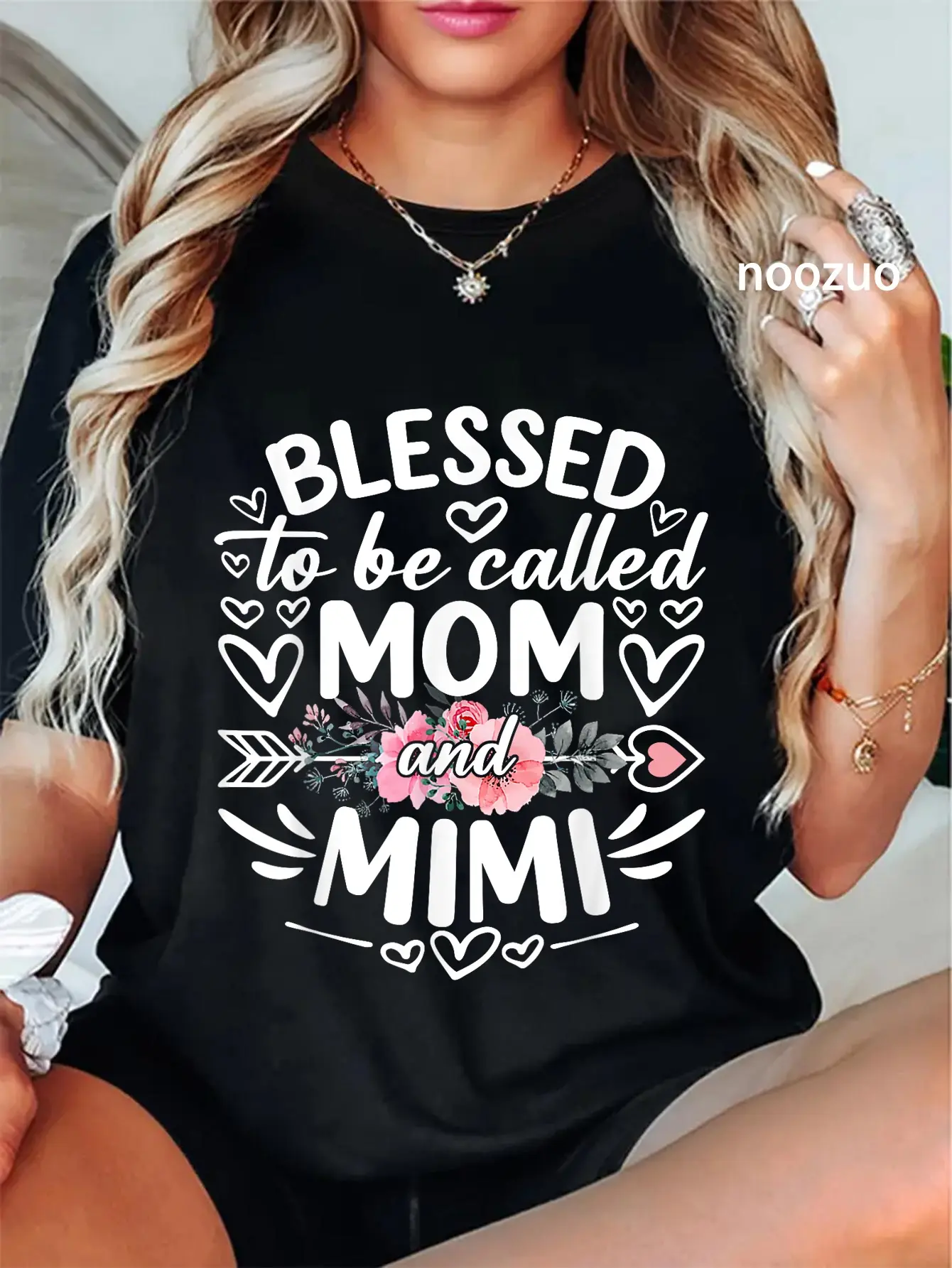 100% Cotton Unisex Blessed To Be Called Mom And Mimi Funny Mother's Day T-Shirt Casual Top