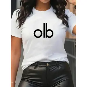 Women's Summer Casual Printed T-Shirt, Fitted Knit Fabric, Moderate Thickness, Plain Pattern, No Sensitive Goods Type, Made in China