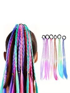 2/4/6pcs Gradient Color Hair Ties, Multi-Size Braided Rubber Bands, Multifunctional Casual Hair Rope, Ponytail Hairstyle, Suitable for Daily Use
