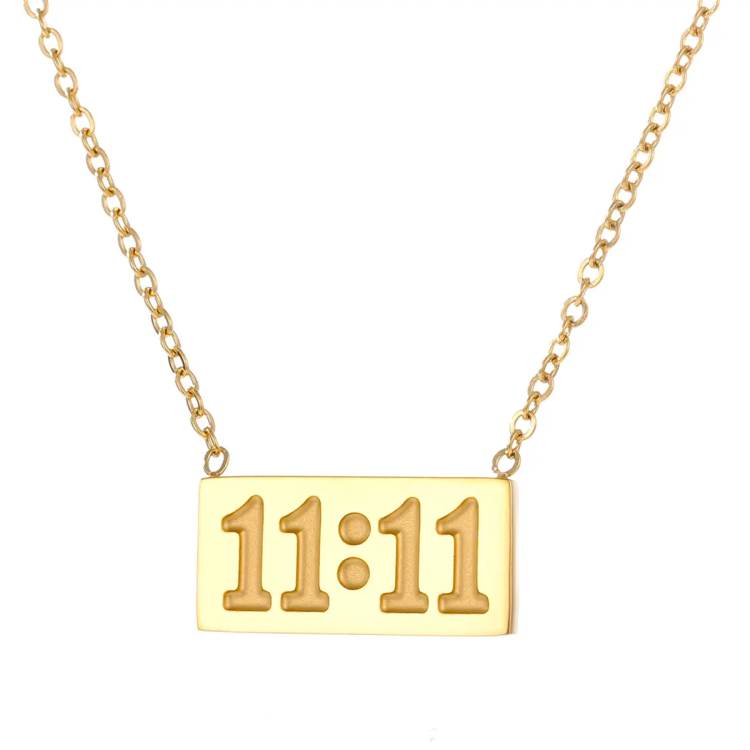 Women's 11:11 Number Pendant Necklace, Minimalist Geometric Alloy Costume Jewelry with Adjustable Chain, Ideal Gift for Daily Wear, 1.8 Cm × 1.2 Cm, Adjustable Pendants Necklaces, 8 G