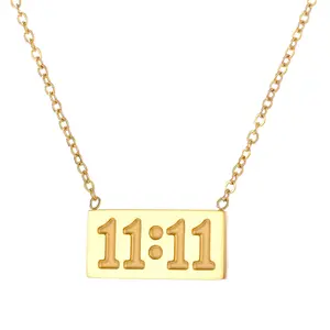 Aesthetic 11:11 Number Pendant Necklace, Minimal Geometric Alloy Jewelry, Stylish Daily Wear Accessories, Ideal Gift for Women, Trendy Personalized Neck Decoration