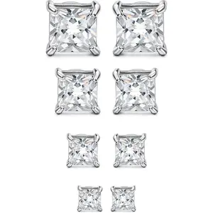 FLORIDECO 4 Pairs Stainless Steel Mens Womens Magnetic Stud Earrings Non-piercing CZ 4-7mm Daily Cubic Zirconia Hypoallergenic Fashion Jewelry