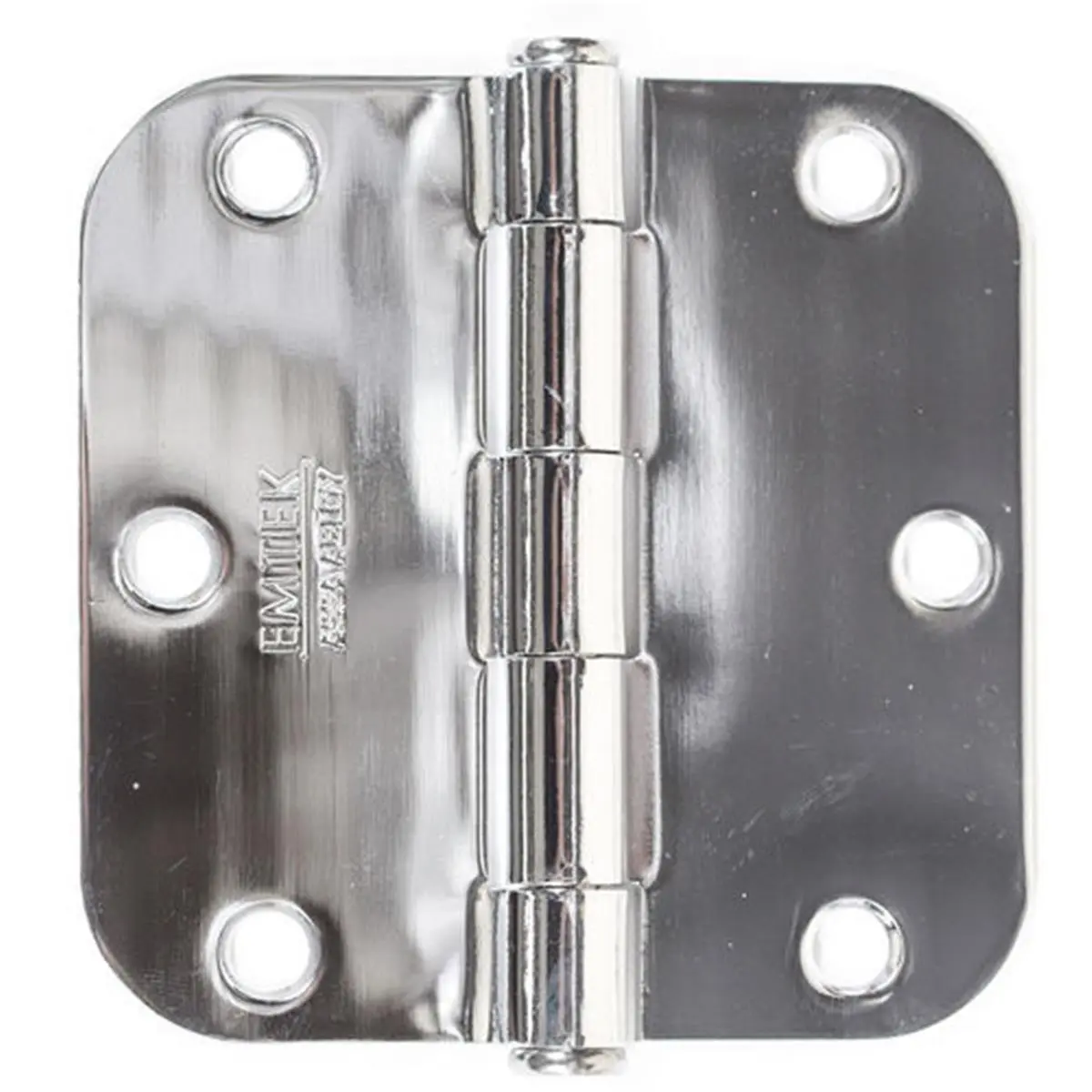 Emtek 91033US26 Bright Chrome Plain Bearing Steel Door Hinges - 3.5x3.5 in., 0.625 in. Radius Corners, Arc Hole, Removable Pin, Residential Duty, Set of 2 for Home Doors, 3.5 X 3.5 In.