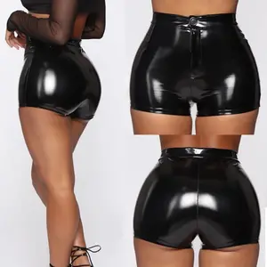 Faux Leather Shorts Sexy Women Shorts Shiny High Waist Faux PU Leather Short Pants Slim Hot Dance Clubwear Trendy Mini Shorts