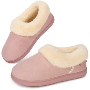 EverFoams Women's Faux Fur Bootie Slippers Ladies House Shoes with Bedroom Memory Foam and Indoor Outdoor Rubber Sole