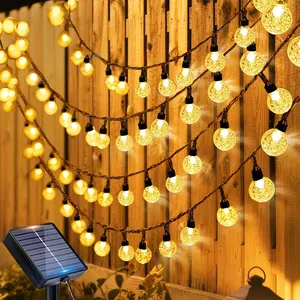 Solar Outdoor Decorative String Lights, 50/100 LED, 8 Lighting Modes, Crystal Ball Bubble Solar Lights for Garden, Tree, Courtyard, Wedding, Party, Festival, Christmas