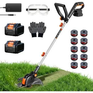 4000mAh Weed Wacker Weed Eater: 21V Electric Cordless Edger and String Trimmer 2in1 Lawn Tool   12 Inch Grass  with 2Pack 4.0Ah  and Charger for Yard Garden  Use