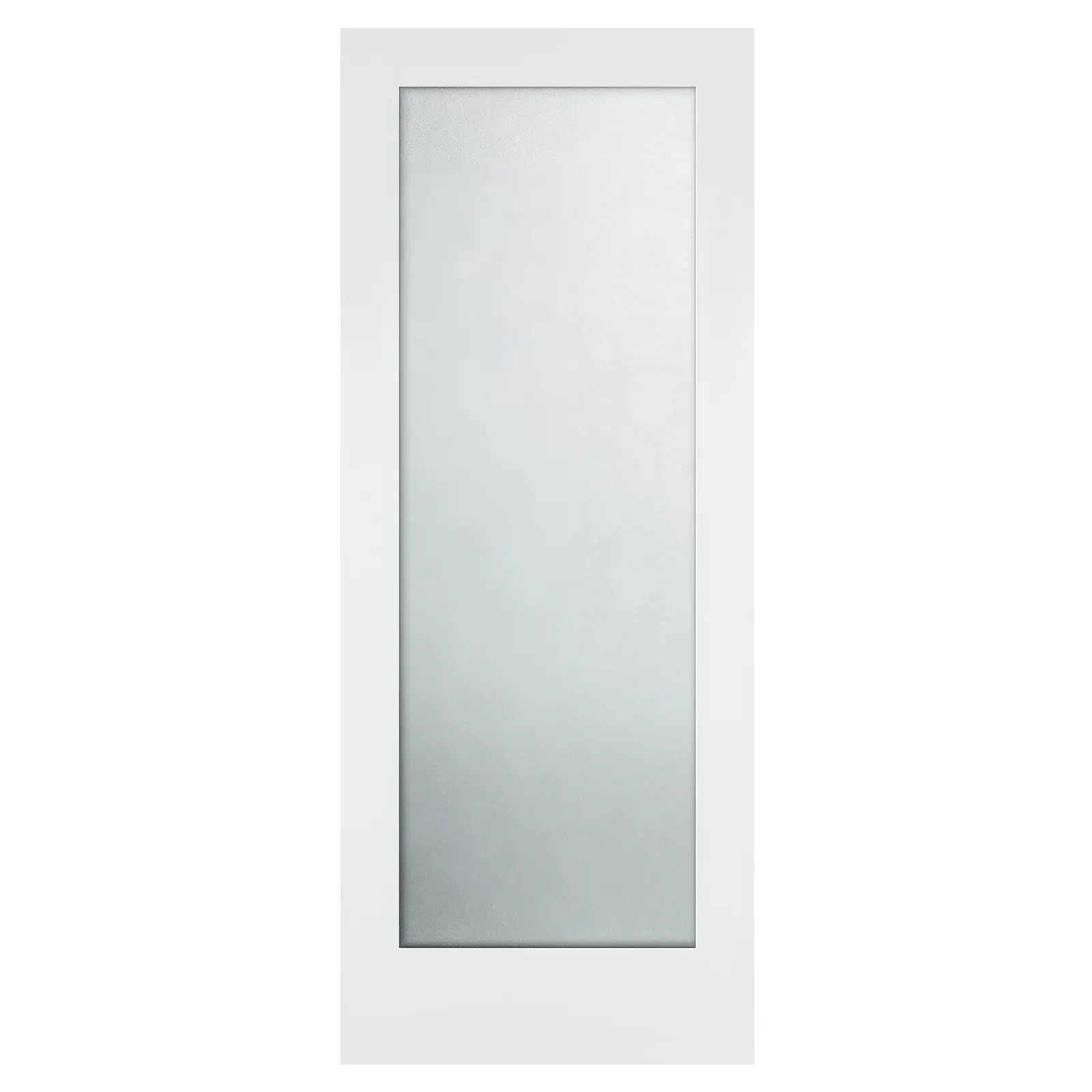 Interior Wood Door Slab with Full-View Frosted Glass, 32x80, Primed White, Shaker Style, 1-3/8" Thick, Single Panel, Bedroom