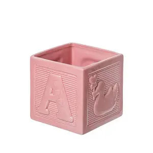 5" Ceramic Baby Block Pink