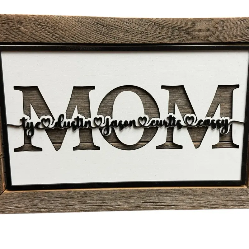 Custom Mom Sign with Kids' Names, Real Reclaimed Barnwood, Perfect Gift for Mother's Day