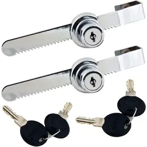 Sliding Glass Door Ratchet Lock with Chrome Finish, Keyed Alike Showcase Display - 2 Pack