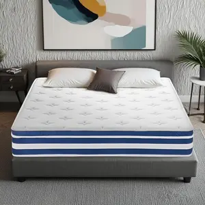 King Mattress Memory Foam Hybrid Gel Zoned Pocket Coils Queen Size Pressure Relief Motion Isolation Soft Breathable Non Fiberglass Edge Support