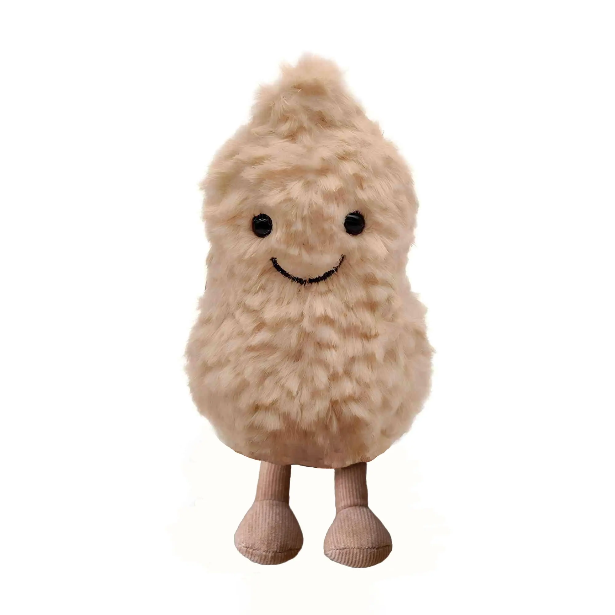 Plush Peanut Soft Toy, Huggable Stuffed Animal, 17cm/6.8 Peanut Plush Doll for Children, Beige Super Soft Fluffy Stuffed Doll with Feet, Cute Smiling Plush Doll Gift for Birthday and Valentine's Day