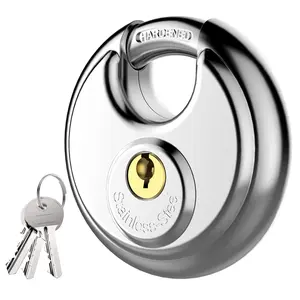 3 keys 40kadpf Round Padlock With Shielded Shackle Stainless Steel 2-3/4-inch 70mm Hardened Steel Shackle Double Deadbolt Locking