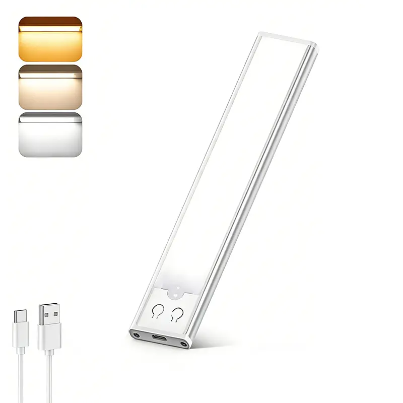 【SummerVibes】Under Cabinet Lighting, Motion Sensor Light Indoor, USB Rechargeable Battery Operated with Magnetic Closet, Kitchen, Counter, Motion-Activated Auto Shut-Off, Eye-Care Gradual Brightness (2/4-Pack)
