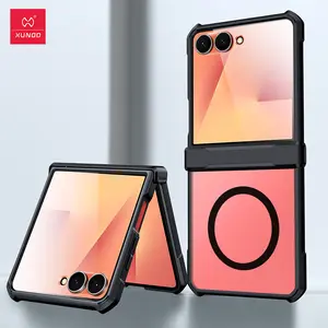 Fin Xundd For Samsung Z Flip 7 Case Galaxy Z Flip 3 4 5 6 Case Airbag Shockproof Shell Back Clear Cover with Glass For 갤럭시 z플립7