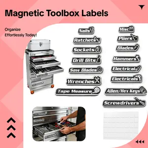 15-piece Magnetic Toolbox Labels with Patterns 3D Printed Universal Organization Accessories Reusable for Steel Toolboxes Carts Drawers Cabinets