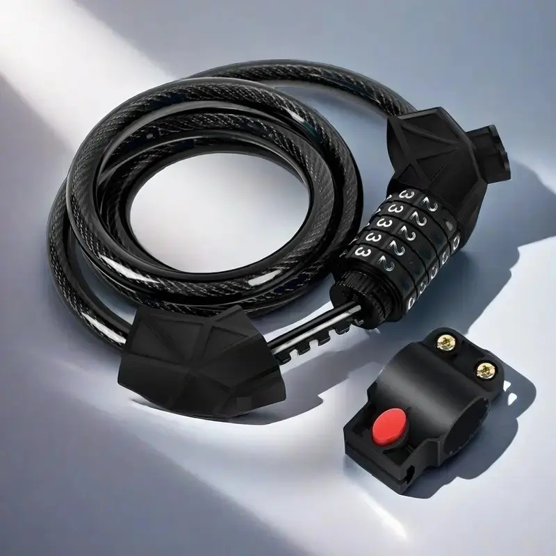 5-Digit Resettable Bicycle Security Lock - 4ft Braided Steel Cable, Weatherproof PVC Coating, Easy Mount, Custom Combination, Anti-Scratch, Outdoor Active & Cycling Accessories, Theft Lock Accessories, Outdoor Active Accessories, Biker Accessories
