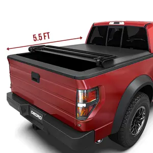 [Fits 2009-2014 Ford F-150] 5.5 Ft Bed, Soft Quad Fold Tonneau Cover Truck Bed