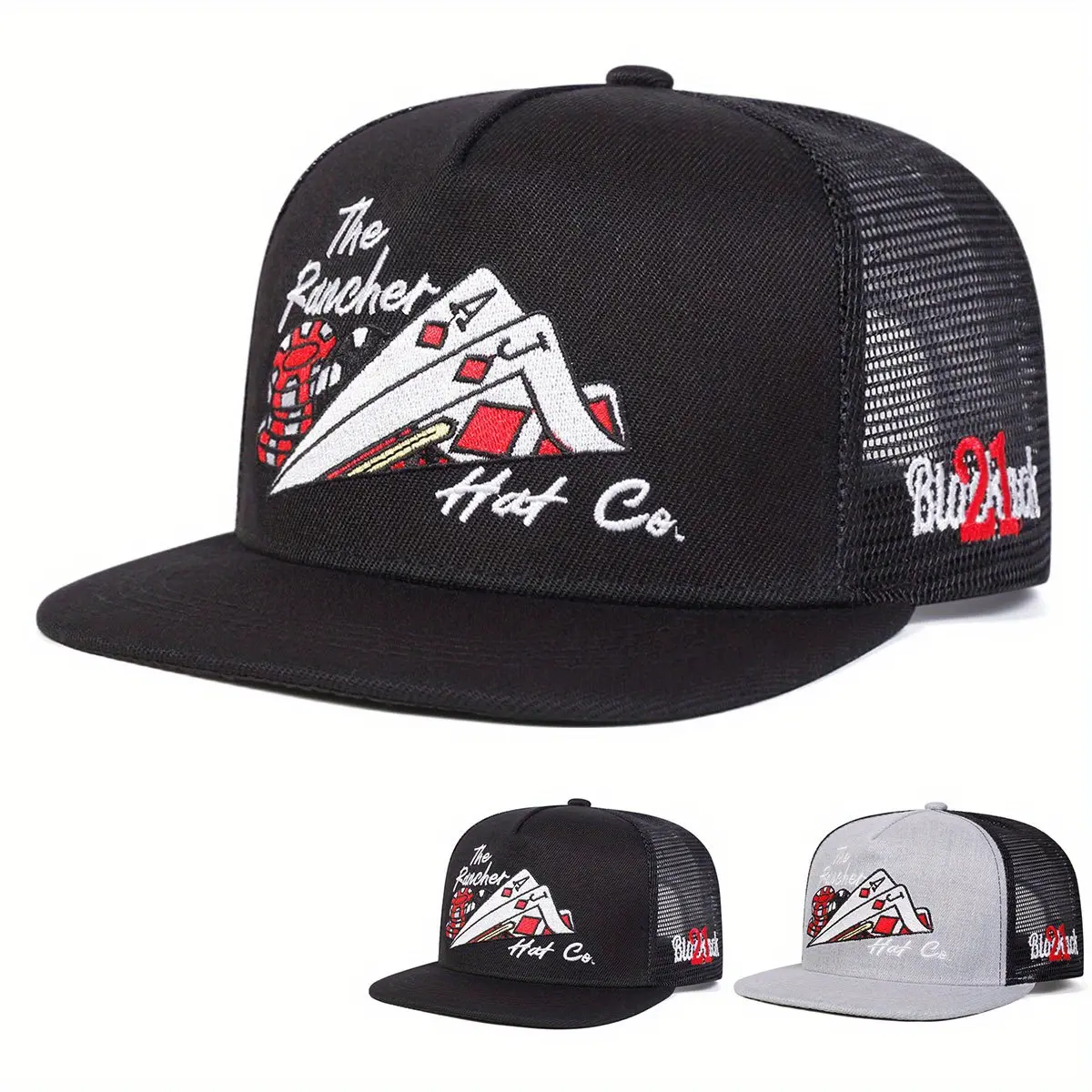 Unisex Men Poker Hip Hop Hat Mesh Hat Outdoor Adjustable Sunscreen Leisure Hat Travel Tourism Beach Vacation