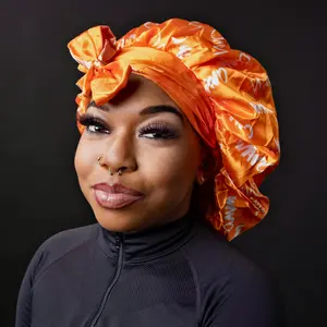 Double Satin Wavo Pretty Girl Bonnet Orange