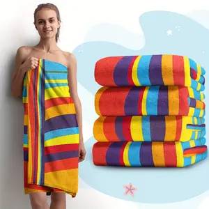 Rainbow Bath Towel, Microfiber Bath Towels, Extra Large Striped Beach Towel - Ultra-Soft Microfiber, Quick-Dry & Sand-Free, Perfect for Travel, Yoga, Camping & Swimming