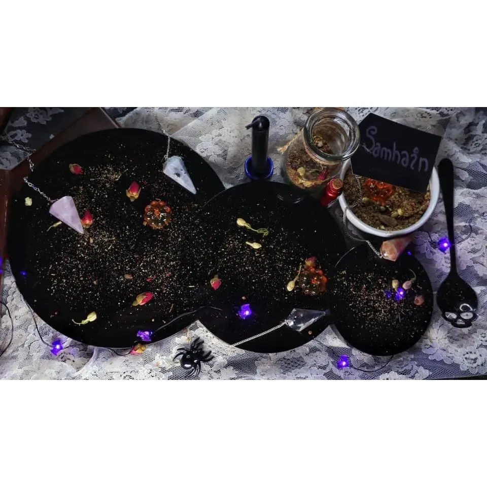 Obsidian Scrying Mirrors with Stands