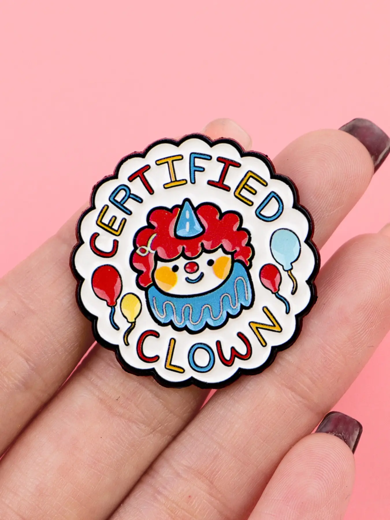 CERTIFIED CLOWN Personalized Enamel Pin with Letter Pattern, Simple Zinc Alloy Lapel Brooch for Jackets and Bags, Casual Fashion Accessory, Decor Pins