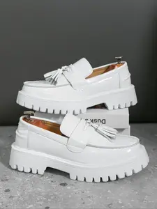 Men's Fashionable Plain Color Platform Loafers, Casual Comfortable Fashion Shoes for Daily Wear, Male All-match Round Toe Shoes for Daily Wear, Boy