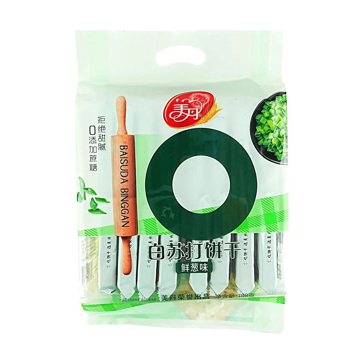 MEIDAN Zero Sugar White Soda Crackers, Fresh Scallion Flavor, 388g - Healthy Snack for All Ages