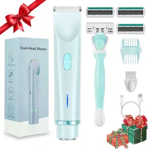Electric Hair Trimmer Set, USB Rechargeable 2 in 1 Body Hair Removal Tools, Waterproof Wet & Dry Use Shaving for Women
