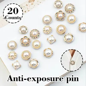 20 Counts Brooch Buttons for Women, Alloy Brooch Pin, Easy to Install with Secure Lock, Scratch-Resistant and Durable, A Set for Various Clothing Styles