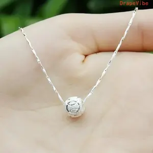 925 Sterling Silver Necklace Elegant Rotating Bead Pendant Vintage Style Durable Jewelry For Daily And Vacation Wear