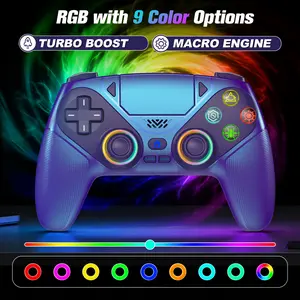 PS5 Wireless Game Controller Pro with LED RGB lighting - supports Turbo and macro programming, compatible with PlayStation 5, dual vibration, motion sensing, fast charging, and an anti-drift calibration guide. A great gift for family and friends.
